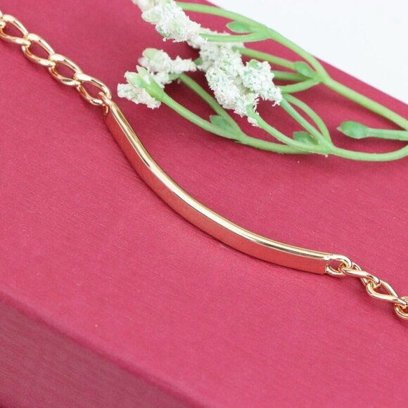 "Minimalist Polished Rose Gold Bracelet with Sleek Bar Accent, XPBL1106 - Picture 14 of 14